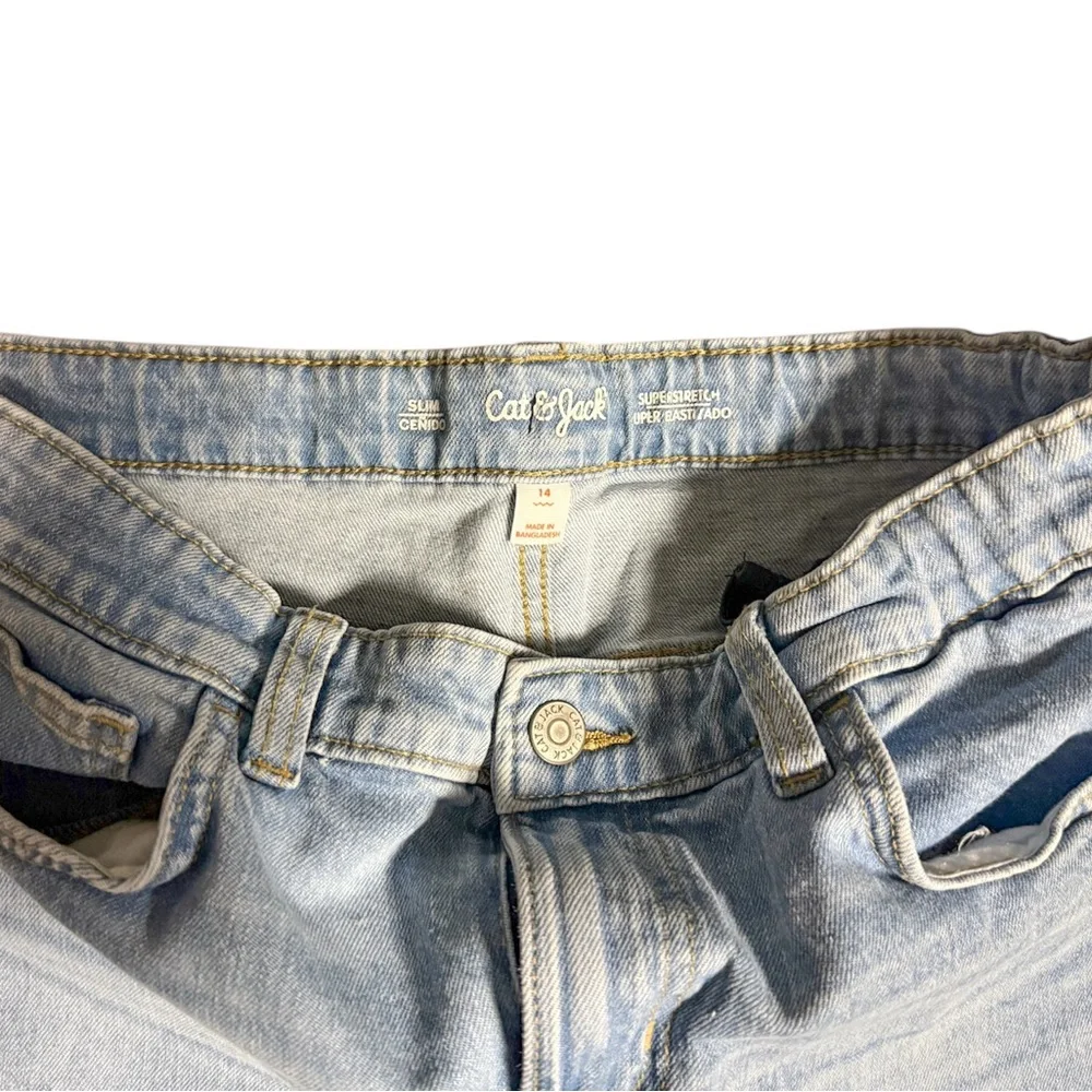 Cat & Jack Boys Jeans Size 12‎ Light Wash Super Stretch Slim Straight